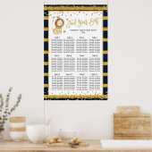 Navy Gold Lion Baby shower Seating Chart Poster (Keuken)