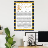 Navy Gold Lion Baby shower Seating Chart Poster (Thuiskantoor)