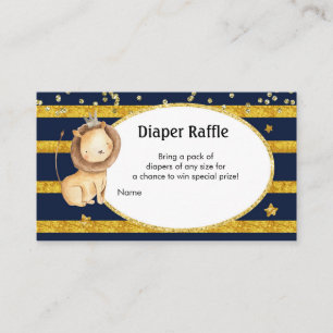 Navy Gold Lion Luier Raffle Enclosure Kaart