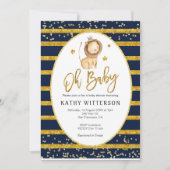 Navy Gold Lion Oh Baby Baby shower Kaart (Voorkant)