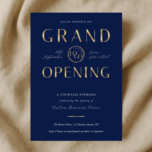 Navy & Gold Logo Business Grand Opening Corporate Kaart