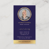 Navy & Gold Logo Elegante notaris onroerend goed f Visitekaartje (Achterkant)