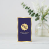 Navy & Gold Logo Elegante notaris onroerend goed f Visitekaartje (Staand voorkant)