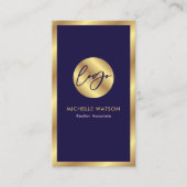 Navy & Gold Logo Elegante notaris onroerend goed f Visitekaartje (Voorkant)