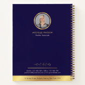 Navy & Gold Logo Elegante vastgoedmakelaar foto Notitieboek (Achterkant)