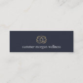 Navy & Gold Lotus Flower Logo Mini Visitekaartje (Voorkant)