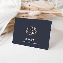 Navy & Gold Lotus Flower Logo Notitiekaarten
