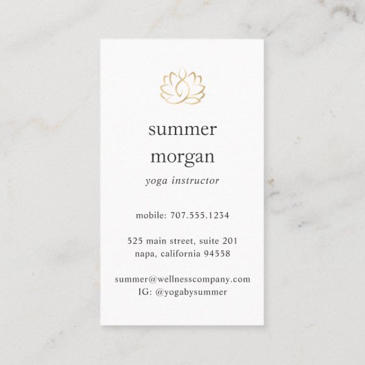 Navy & Gold Lotus Logo | Massage Yoga Wellness Visitekaartje (Achterkant)