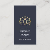 Navy & Gold Lotus Logo | Massage Yoga Wellness Visitekaartje (Voorkant)