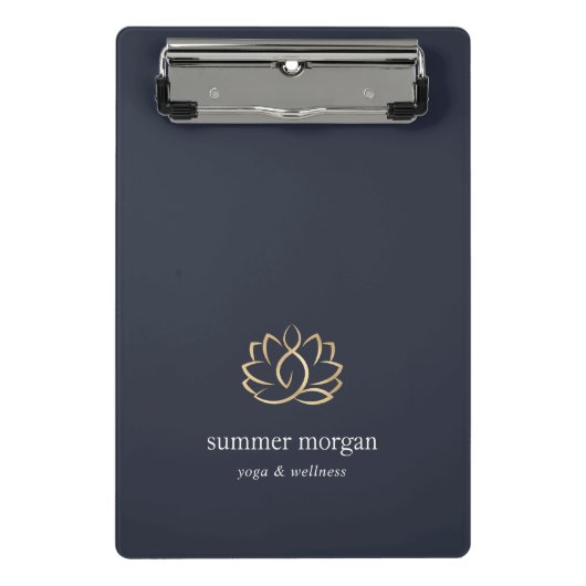 Navy & Gold Lotus Logo Mini Klembord (Voorkant)