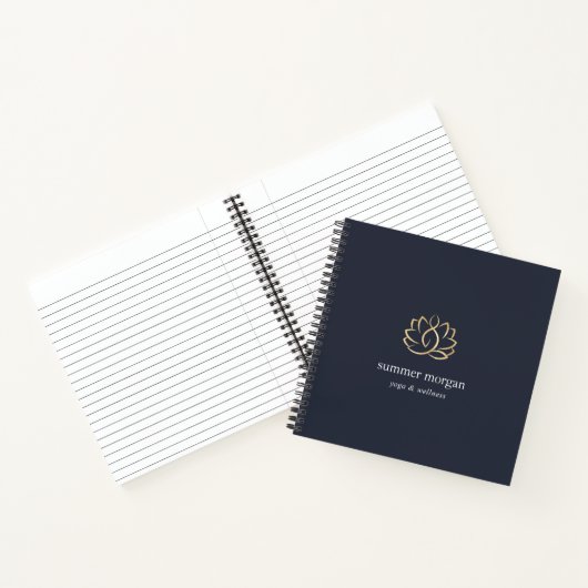 Navy & Gold Lotus Logo Notitieboek (Binnen)