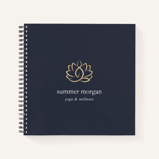 Navy & Gold Lotus Logo Notitieboek (Voorkant)