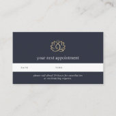 Navy & Gold Lotus Logo | Wellness Massage Spa Afsprakenkaartje (Voorkant)