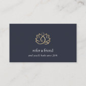 Navy & Gold Lotus Logo | Yoga Wellness Spa Aanbevelingskaartje (Voorkant)