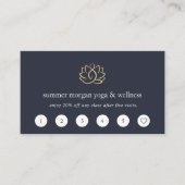 Navy & Gold Lotus Logo | Yoga Wellness Spa Klantenkaartje (Voorkant)