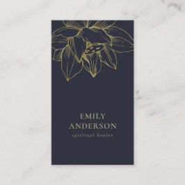 NAVY GOLD LOTUS SIMPLE REIKI SPIRITUELE HEALER VISITEKAARTJE