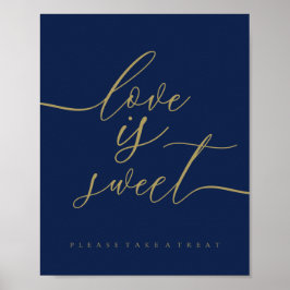 Navy Gold Love is Sweet Poster
