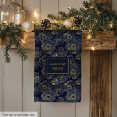 Navy Gold Lux Towel Custom Name Floral Accent Theedoek
