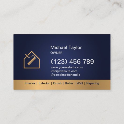 Navy Gold Luxe Professionele Schilderservice Visitekaartje (Achterkant)