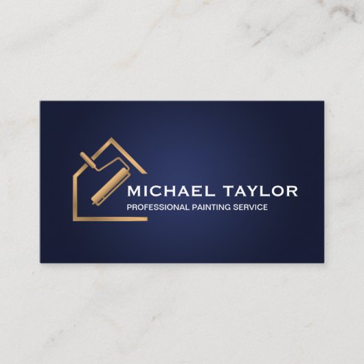 Navy Gold Luxe Professionele Schilderservice Visitekaartje (Voorkant)
