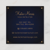 Navy Gold Mandala Elegant Yoga Instructor Vierkante Visitekaartje (Achterkant)