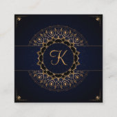 Navy Gold Mandala Elegant Yoga Instructor Vierkante Visitekaartje (Voorkant)
