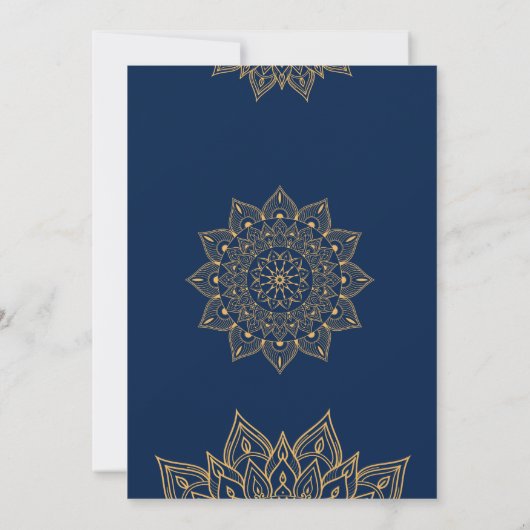 Navy & Gold Mandala - Elegante huwelijksuitnodigin Kaart (Achterkant)