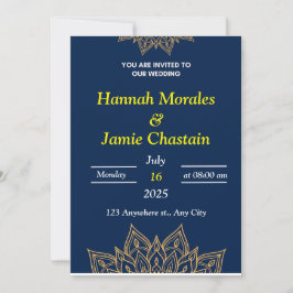 Navy & Gold Mandala - Elegante huwelijksuitnodigin Kaart
