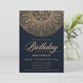 NAVY GOLD MANDALA JAAR 40E BIRTHDAY KAART (Staand voorkant)