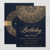 NAVY GOLD MANDALA JAAR 40E BIRTHDAY KAART (Voorkant / Achterkant)