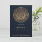NAVY GOLD MANDALA JAAR 50E BIRTHDAY KAART (Staand voorkant)