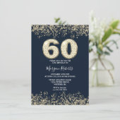 Navy & Gold Mannen of vrouwen 60e verjaardag Kaart (Staand voorkant)