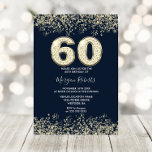 Navy & Gold Mannen of vrouwen 60e verjaardag Kaart<br><div class="desc">Navy & Gold Mannen of Womans 60th Birthday Party Invitation Beauful Faux Gold Glitter Confetti Invitation. Collectie in Niche en Nest store. Design Courtesy of Studio Denmark</div>