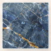 Navy Gold Marble Glass Onderzetter (Voorkant)