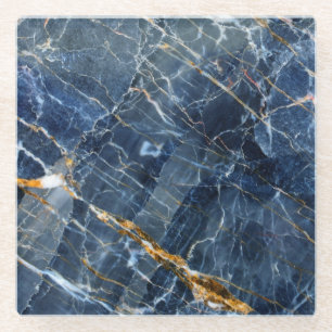 Navy Gold Marble Glass Onderzetter Glazen Onderzetter
