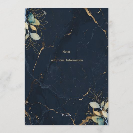 Navy Gold Marble Invite Kaart (Achterkant)