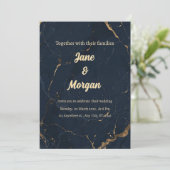 Navy Gold Marble Invite Kaart (Staand voorkant)