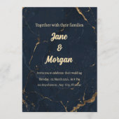 Navy Gold Marble Invite Kaart (Voorkant)