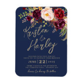 Navy Gold Marsala Wedding Invitation Magnet Magneet (Verticaal)