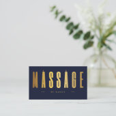 Navy & Gold Massage Therapeut QR Code en Logo Visitekaartje (Staand voorkant)