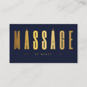 Navy & Gold Massage Therapeut QR Code en Logo Visitekaartje (Voorkant)