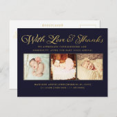 Navy Gold met Baby van liefde en Bedankt Briefkaar Aankondigingskaart (Voorkant / Achterkant)
