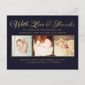 Navy Gold met Baby van liefde en Bedankt Briefkaar Aankondigingskaart (Voorkant)