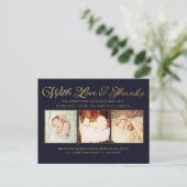 Navy Gold met Baby van liefde en Bedankt Briefkaar Aankondigingskaart (Staand voorkant)