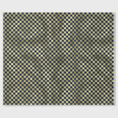 Navy gold metallic checker pattern Christmas Cadeaupapier (Vlak)