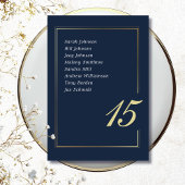 Navy Gold Minimal Border Script Typography Wedding Kaart