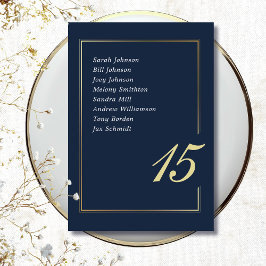 Navy Gold Minimal Border Script Typography Wedding Kaart