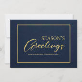 NAVY GOLD MINIMAL CALLIGRAPHY SEASONS GREETTES FEESTDAGENKAART (Voorkant)