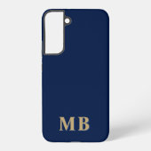 Navy & Gold | Minimummonogram modern Initiaal Samsung Galaxy Hoesje (Achterkant)