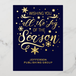 Navy Gold Modern Business Holiday-Folie Folie Feestdagen Briefkaart